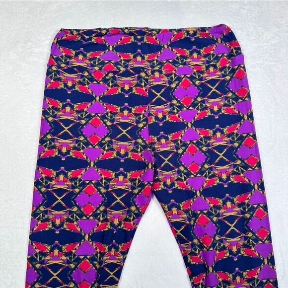 LuLaRoe Purple Blue Geometric Tribal Aztec Pattern Leggings Tall & Curvy TC - Picture 2 of 6